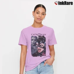 Women’s Batman Returns Catwoman Michelle Pfeiffer Movie Signature T-Shirt in light pink | Soft, Flattering Fit