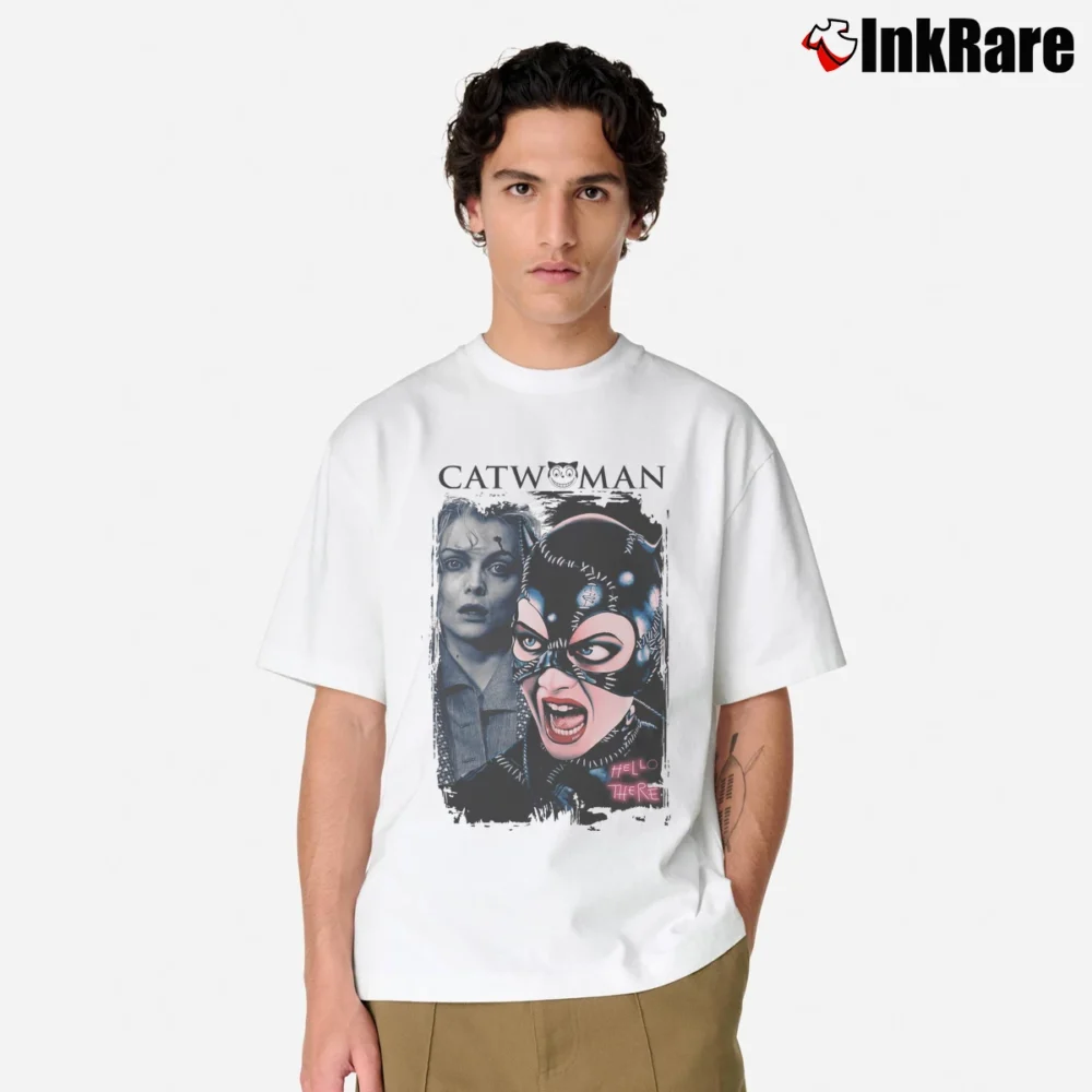 Men’s Batman Returns Catwoman Michelle Pfeiffer Movie Classic T-Shirt in white | Soft, Breathable Everyday Wear