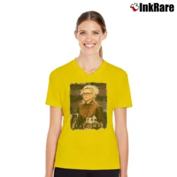 Women’s Batman Returns Catwoman Michelle Pfeiffer Movie V-Neck Tee in yellow | Chic Neckline, Soft Texture