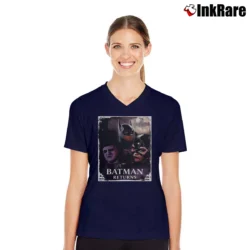 Women’s Batman Returns Catwoman Penguin DC Movie V-Neck Tee in navy | Chic Neckline, Soft Texture
