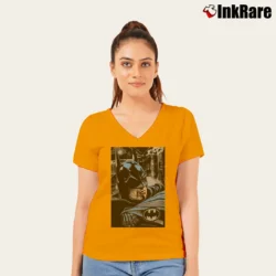 Women’s Batman Returns Movie Promo V-Neck Tee in orange | Chic Neckline, Soft Texture