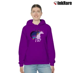 Women’s Batman Riding A Unicorn Funny Graphic Cozy Hoodie in purple | Warm, Structured, Stylish