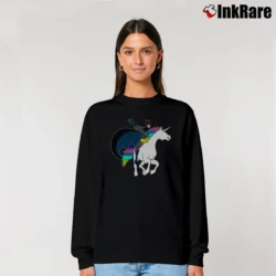 Women’s Batman Riding A Unicorn Funny Graphic Relaxed Sweatshirt in black | Soft, Laid-Back Vibe