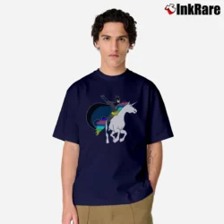 Men’s Batman Riding A Unicorn Funny Graphic Classic T-Shirt in navy | Soft, Breathable Everyday Wear