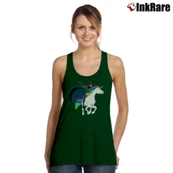 Women’s Batman Riding A Unicorn Funny Graphic Tank Top in forest green | Lightweight, Movement-Friendly