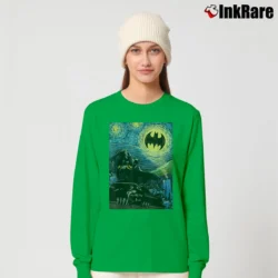 Women’s Batman Starry Night Style Painting Graphic Long-Sleeve Top in irish green | Sleek, Versatile, All-Season