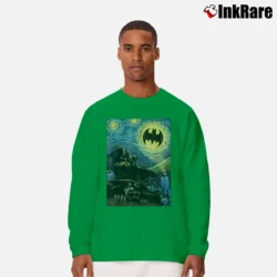 Men’s Batman Starry Night Style Painting Graphic Long-Sleeve Shirt in irish green | Sleek, Lightweight, Year-Round Wear