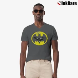 Men’s Batman Super Hero Graphic V-Neck Tee in charcoal | Sharp, Breathable, Everyday Staple
