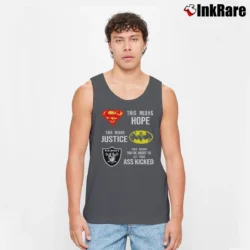 Men’s Batman Superman Oakland Raiders NFL Mashup Tank Top in charcoal | Breathable, Active-Friendly Design