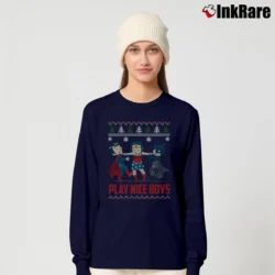 Women’s Batman Superman Wonder Woman Ugly Christmas Long-Sleeve Top in navy | Sleek, Versatile, All-Season