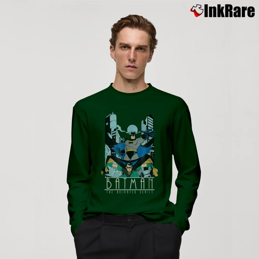 Men’s Batman The Animated Series Batman Robin DC Comics Long-Sleeve Shirt in forest green | Sleek, Lightweight, Year-Round Wear