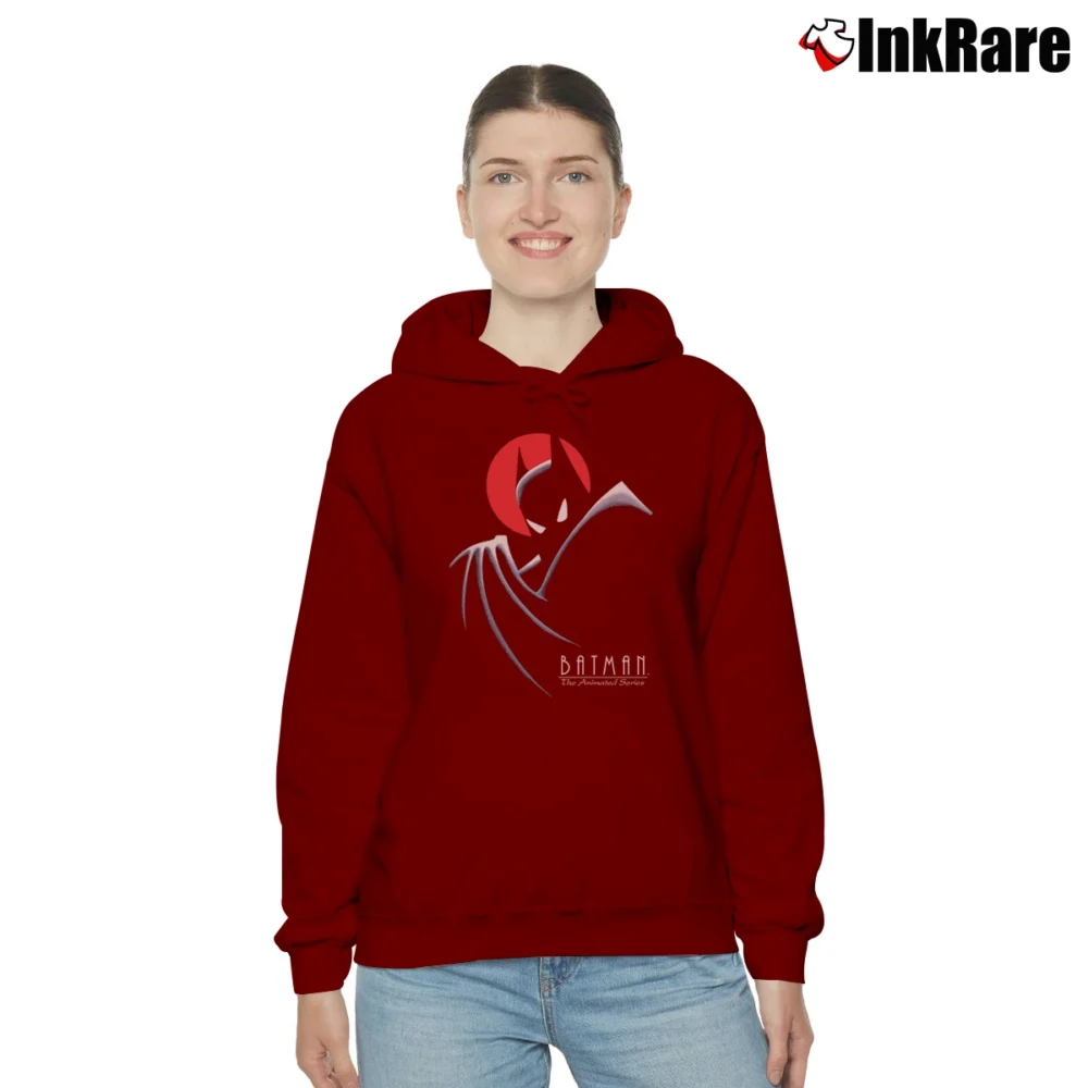 Women’s Batman The Animated Series Retro Classic Cozy Hoodie in maroon | Warm, Structured, Stylish