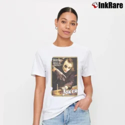 Women’s Batman The Dark Knight Joker Magic Trick Signature T-Shirt in white | Soft, Flattering Fit