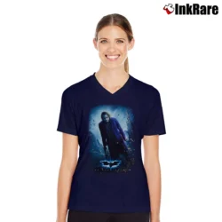 Women’s Batman The Dark Knight Promo Movie V-Neck Tee in navy | Chic Neckline, Soft Texture