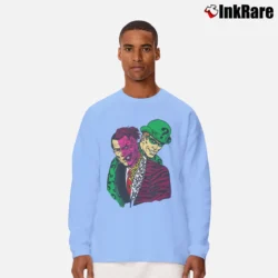 Men’s Batman The Riddler X Two Face Big Graphic Comic Long-Sleeve Shirt in light blue | Sleek, Lightweight, Year-Round Wear