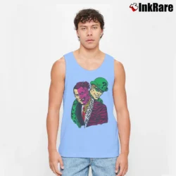 Men’s Batman The Riddler X Two Face Big Graphic Comic Tank Top in light blue | Breathable, Active-Friendly Design