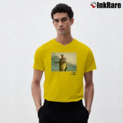 Men’s Batman TV Series Surfing Logo Retro V-Neck Tee in yellow | Sharp, Breathable, Everyday Staple