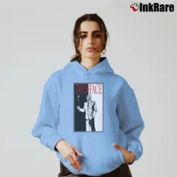 Women’s Batman Two Face Scarface Parody Graphic Cozy Hoodie in light blue | Warm, Structured, Stylish