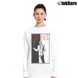 Women’s Batman Two Face Scarface Parody Graphic Long-Sleeve Top in white | Sleek, Versatile, All-Season