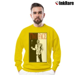Men’s Batman Two Face Scarface Parody Graphic Crewneck Sweatshirt in yellow | Cozy Fabric, Clean Style