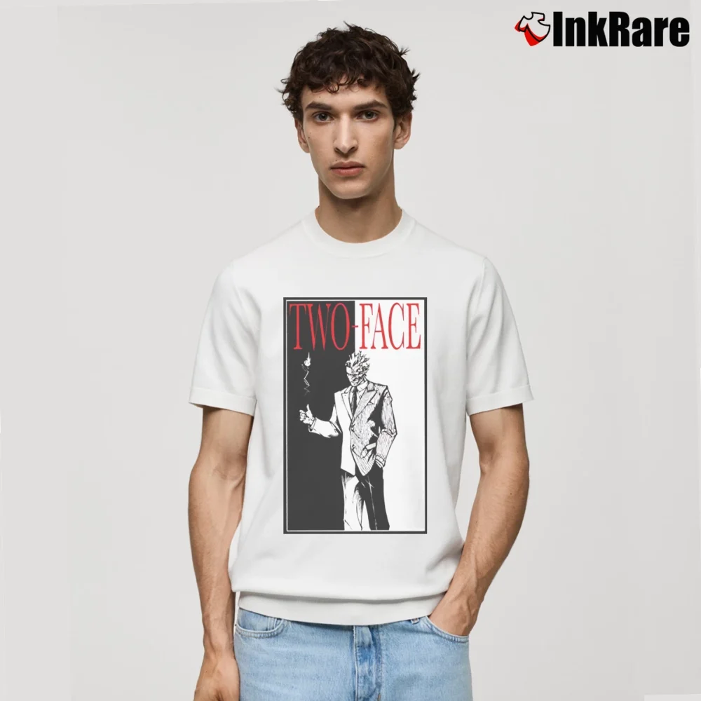 Men’s Batman Two Face Scarface Parody Graphic Classic T-Shirt in white | Soft, Breathable Everyday Wear