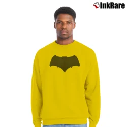 Men’s Batman V Superman Bat Symbol Black Crewneck Sweatshirt in yellow | Cozy Fabric, Clean Style
