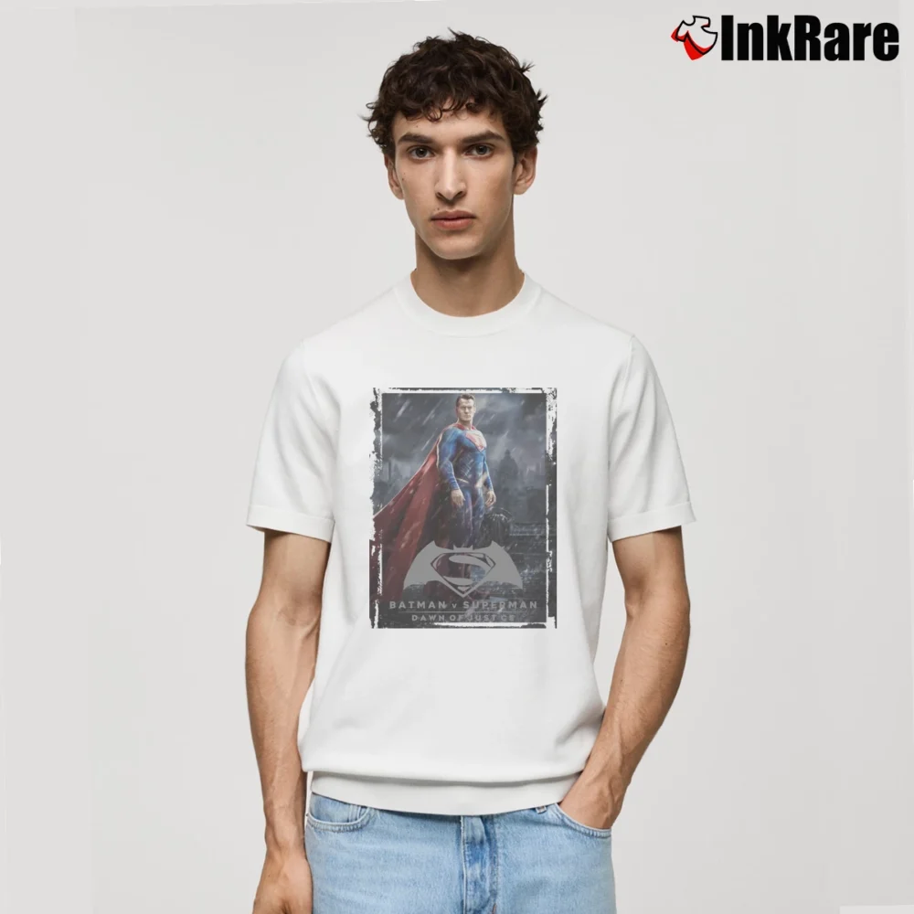 Men’s Batman V Superman Dawn Of Justice Poster Classic T-Shirt in white | Soft, Breathable Everyday Wear