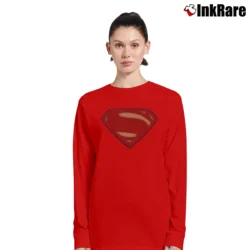Women’s Batman V Superman Movie Superman Logo Graphic Long-Sleeve Top in red | Sleek, Versatile, All-Season