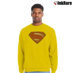 Men’s Batman V Superman Movie Superman Logo Graphic Crewneck Sweatshirt in yellow | Cozy Fabric, Clean Style