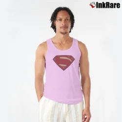 Men’s Batman V Superman Movie Superman Logo Graphic Tank Top in light pink | Breathable, Active-Friendly Design