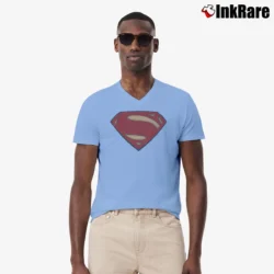 Men’s Batman V Superman Movie Superman Logo Graphic V-Neck Tee in light blue | Sharp, Breathable, Everyday Staple