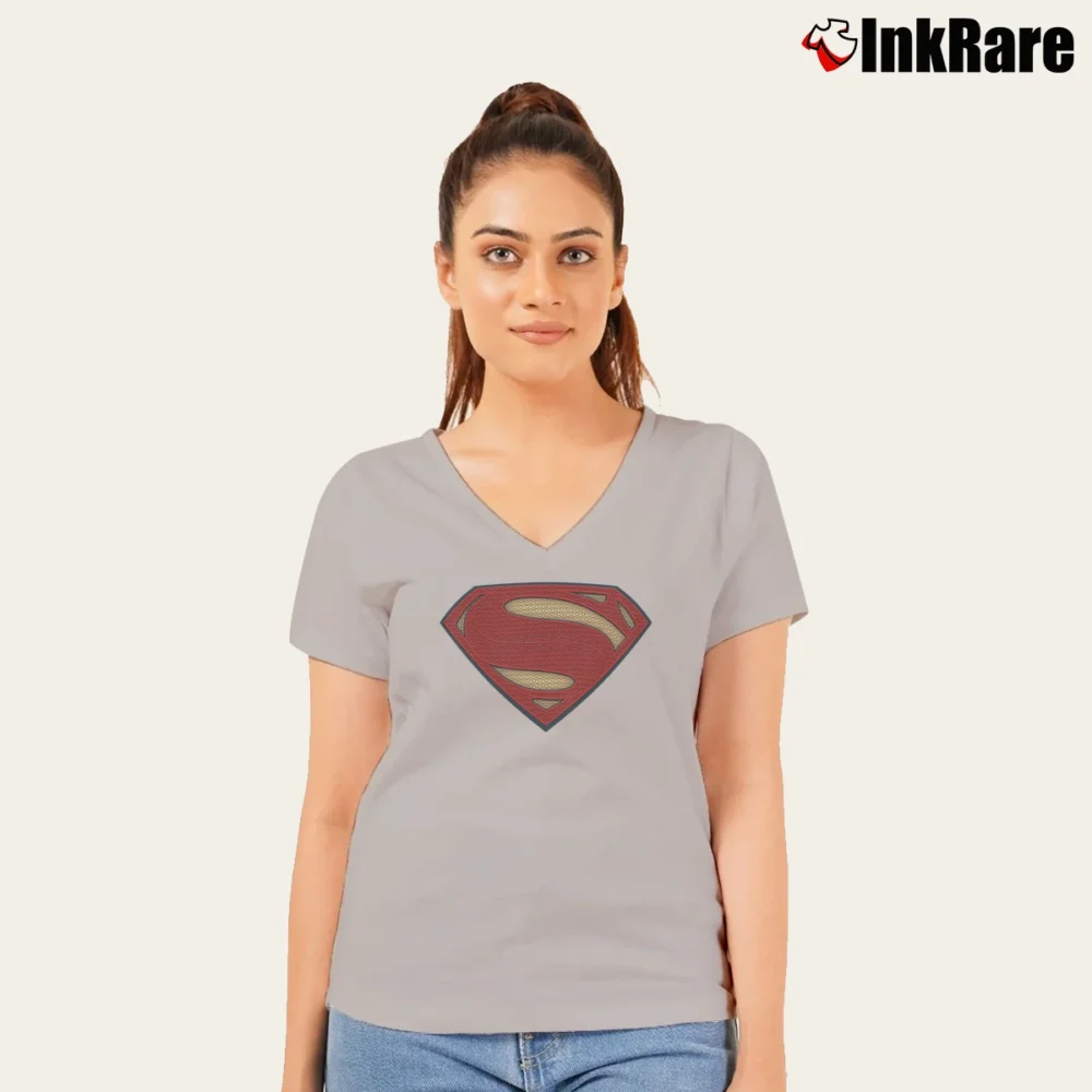 Women’s Batman V Superman Movie Superman Logo Graphic V-Neck Tee in sport grey | Chic Neckline, Soft Texture