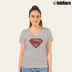 Women’s Batman V Superman Movie Superman Logo Graphic V-Neck Tee in sport grey | Chic Neckline, Soft Texture