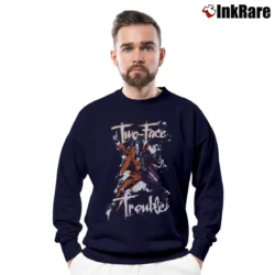 Men’s Batman Villains Two Face Trouble DC Comics Graphic Crewneck Sweatshirt in navy | Cozy Fabric, Clean Style