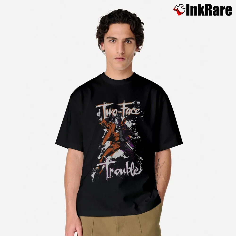 Men’s Batman Villains Two Face Trouble DC Comics Graphic Classic T-Shirt in black | Soft, Breathable Everyday Wear