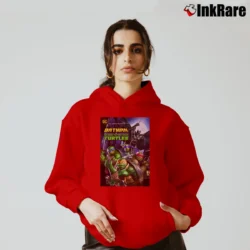 Women’s Batman Vs Teenage Mutant Ninja Turtles Crossover Cozy Hoodie in red | Warm, Structured, Stylish