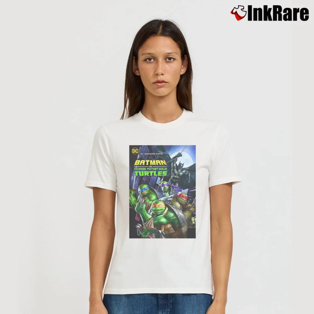 Women’s Batman Vs Teenage Mutant Ninja Turtles Crossover Signature T-Shirt in white | Soft, Flattering Fit