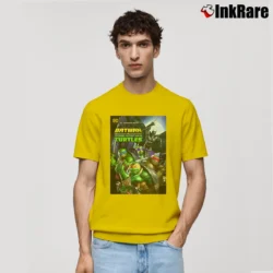 Men’s Batman Vs Teenage Mutant Ninja Turtles Crossover Classic T-Shirt in yellow | Soft, Breathable Everyday Wear