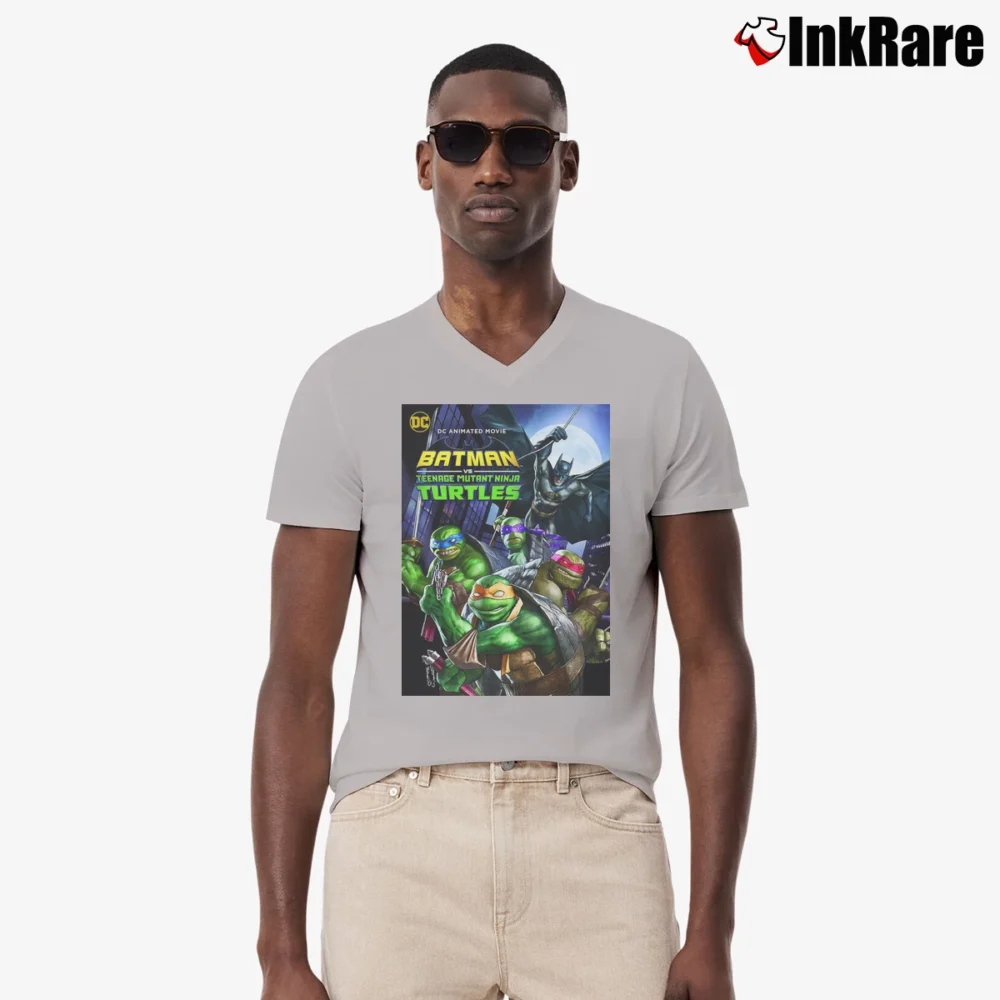 Men’s Batman Vs Teenage Mutant Ninja Turtles Crossover V-Neck Tee in sport grey | Sharp, Breathable, Everyday Staple