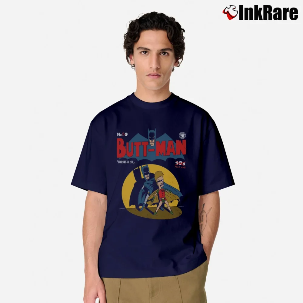 Men’s Batman X Beavis And Butthead Butt - Man Parody Classic T-Shirt in navy | Soft, Breathable Everyday Wear