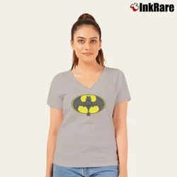 Women’s Batman X Toothless How To Train Your Dragon V-Neck Tee in sport grey | Chic Neckline, Soft Texture