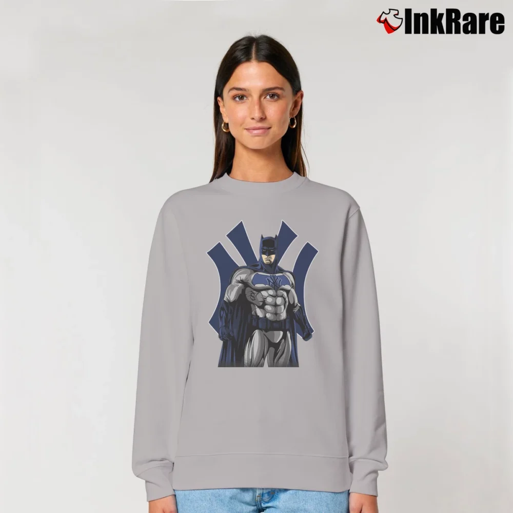 Women’s Batman Yankees DC Comics Crossover Baseball Relaxed Sweatshirt in sport grey | Soft, Laid-Back Vibe