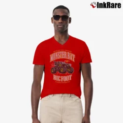 Men’s Batmobile Monster Truck Car Graphic V-Neck Tee in red | Sharp, Breathable, Everyday Staple