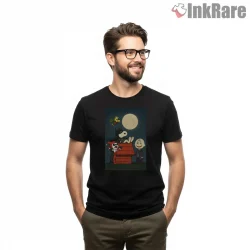 Batsnoop Snoopy Batman Parody Shirt on black short sleeve shirt for men graphic tee