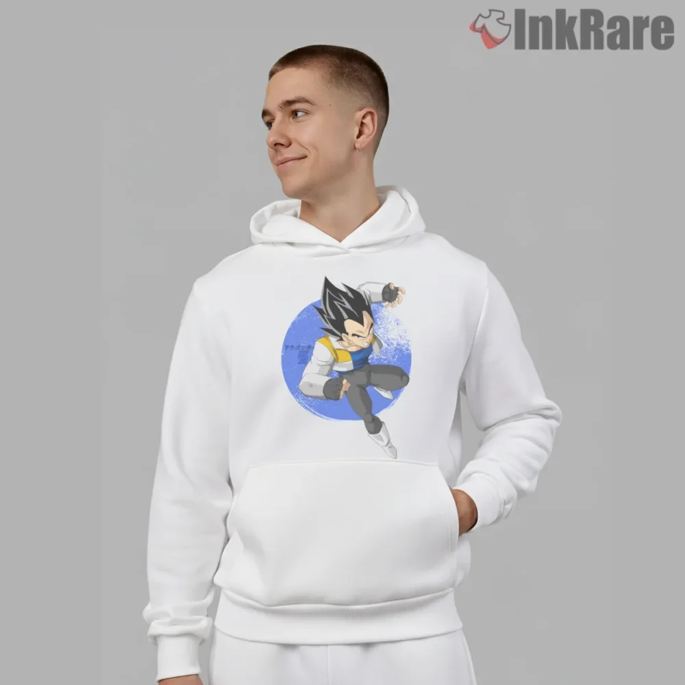 Battle Ready Vegeta Saiyan Prince Charge Shirt on white hoodie for men graphic tee