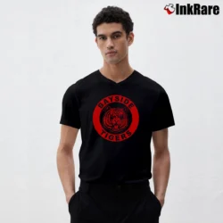 Men’s Bayside High School Tigers 90s Retro V-Neck Tee in black | Sharp, Breathable, Everyday Staple
