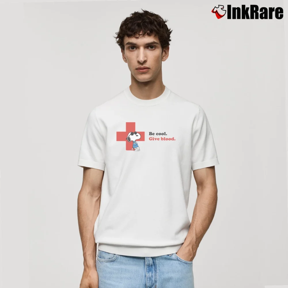 Men’s be cool give blood snoopy Classic T-Shirt in white | Soft, Breathable Everyday Wear