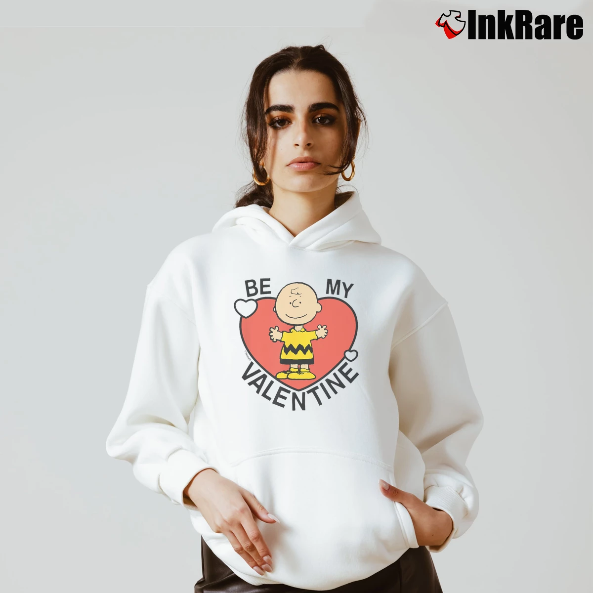 Be My Valentine Charlie Brown Women’s Cozy Hoodie in white – Urban Chic Women’s Be My Valentine Charlie Brown Cozy Hoodie in white | Warm, Structured, Stylish
