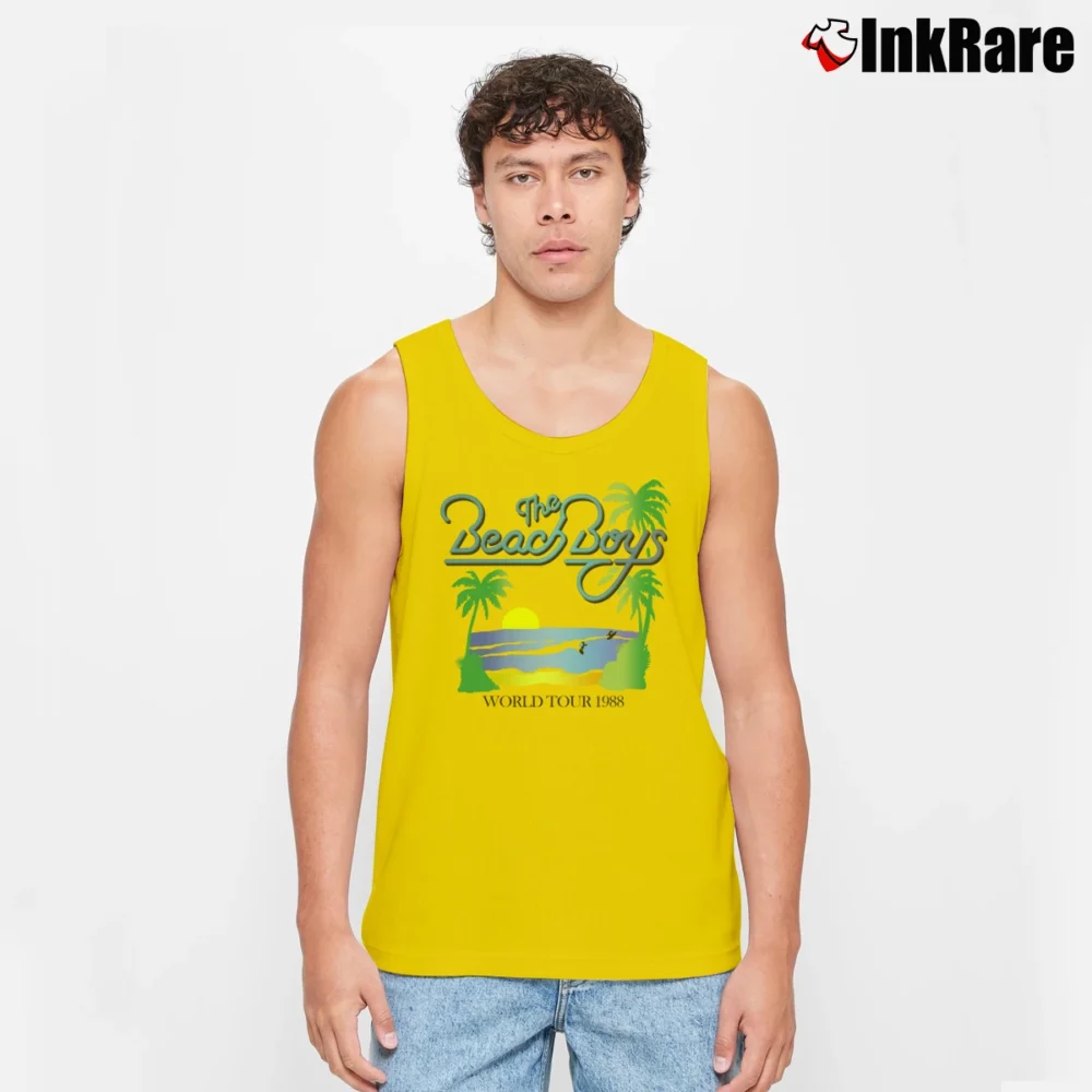 Men’s Beach Boys Obsessed Graphic Tank Top in yellow | Breathable, Active-Friendly Design