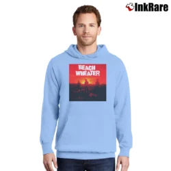 Men’s Beach Weather Sunset Pullover Hoodie in light blue | Cozy, Durable, Modern Fit